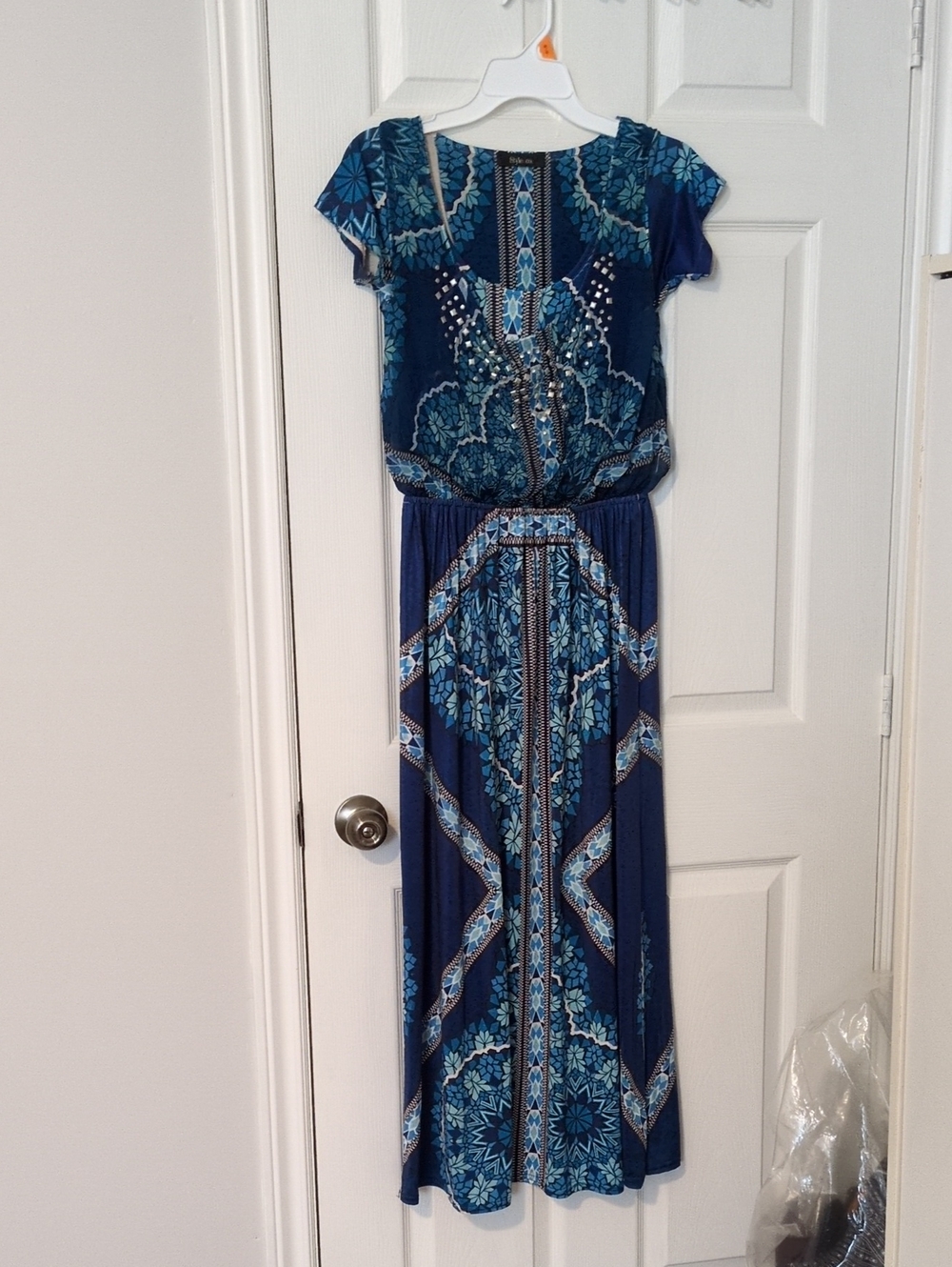 Style & Co. Navy and Teal Floral Maxi Dress